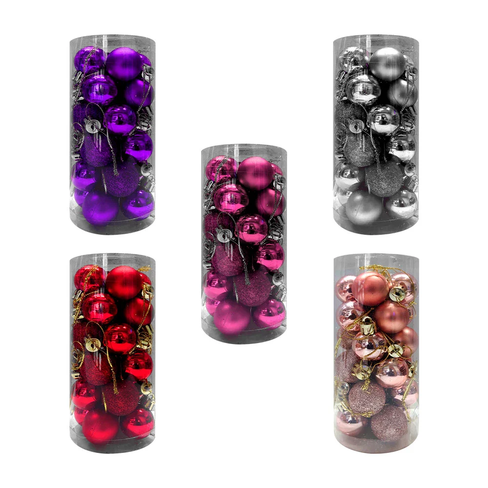 Bote con 24 mini esferas navideñas de 2.5cm, variedad de colores / j4…