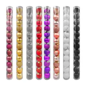 Tubo con 12 mini esferas navideñas de 3.5cm, variedad de colores / j4…