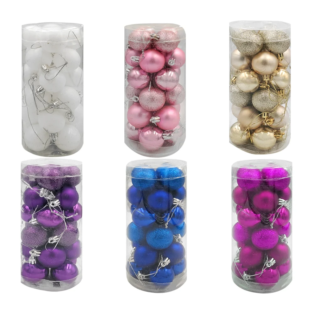 Bote con 24 mini esferas navideñas de 3.5cm, variedad de colores / j4…