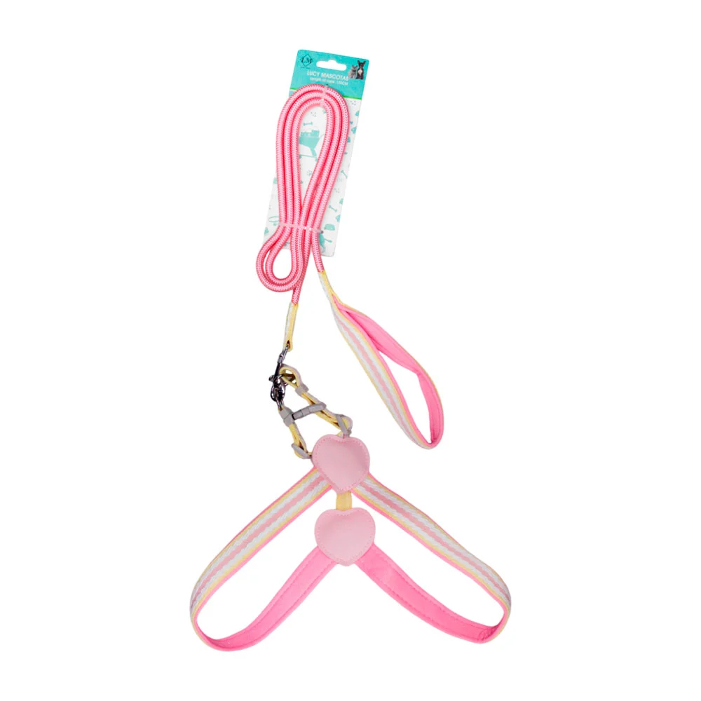 Set grande para mascotas con arnés de tela cosida, figuras de corazon…