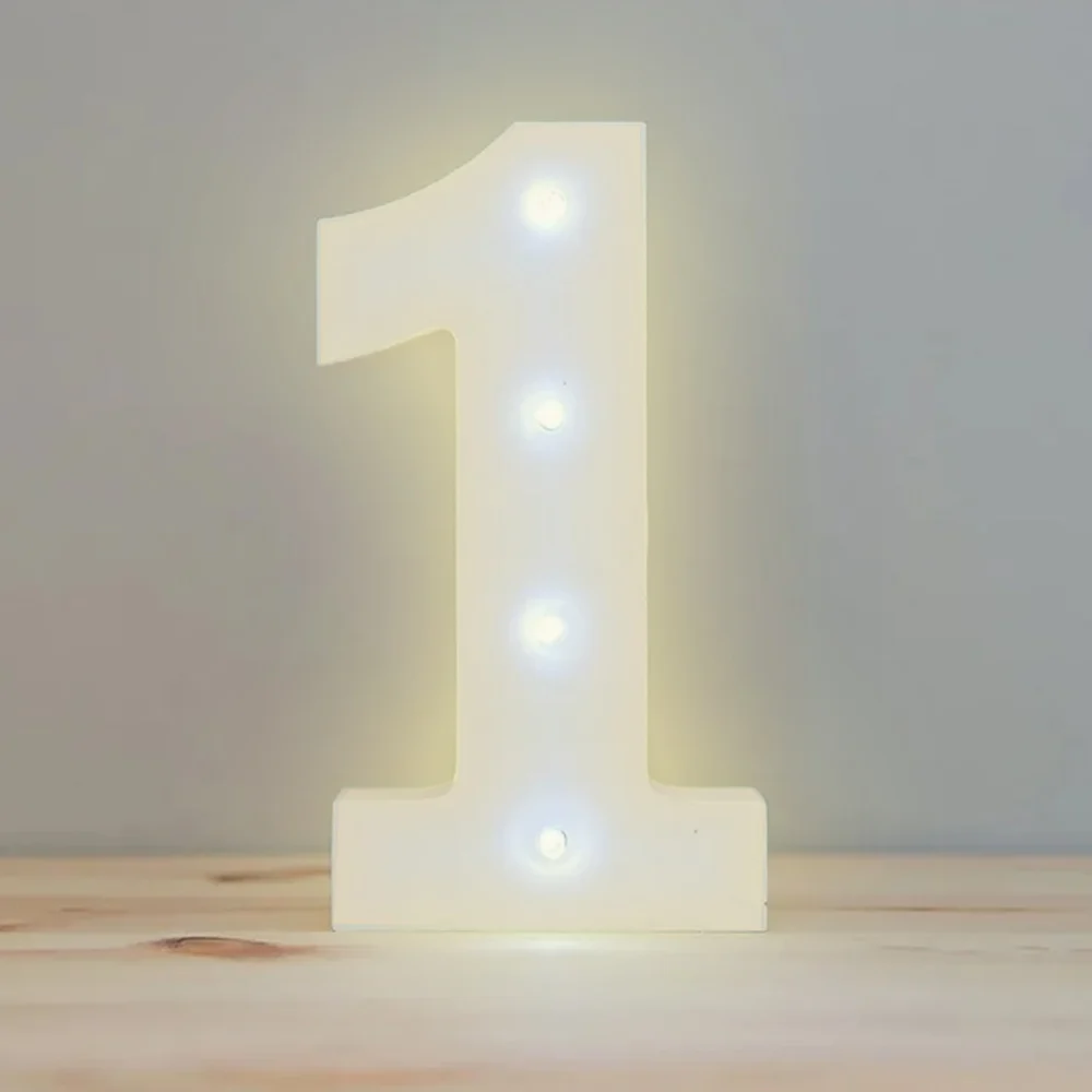Lámpara decorativa 3D ele-gate en forma de número uno con luz led cál…