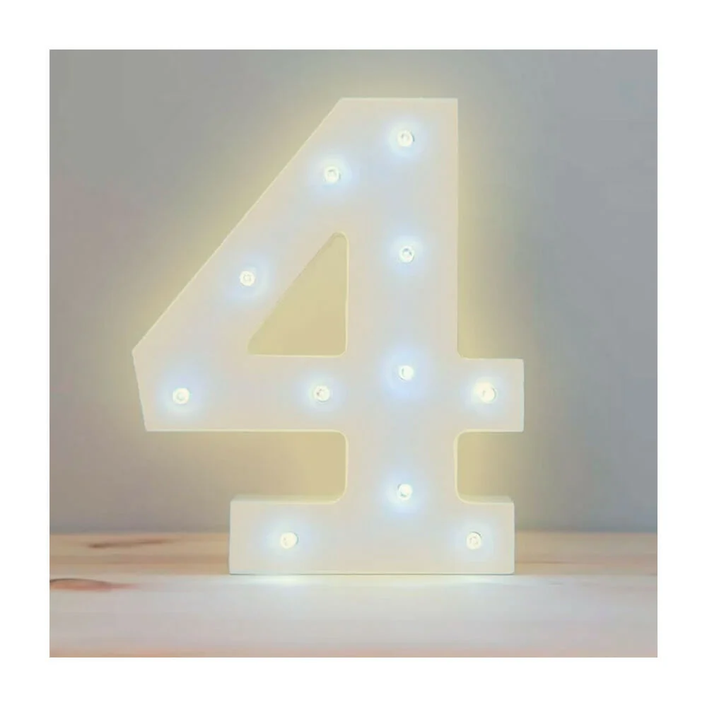 Lámpara decorativa 3D ele-gate en forma de número cuatro con luz led …