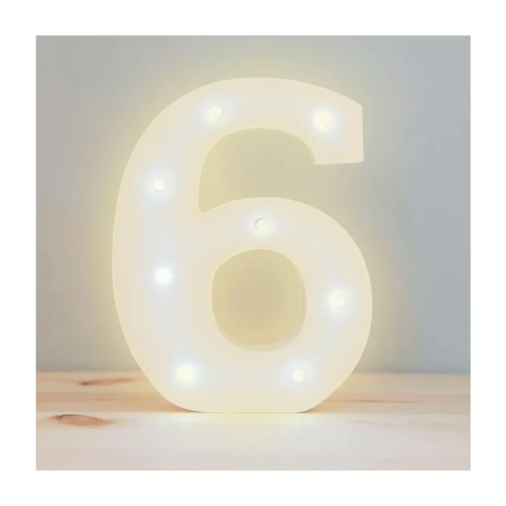 Lámpara decorativa 3D ele-gate en forma de número seis con luz led cá…