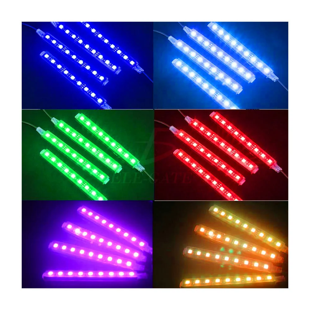 Juego de 4 tiras ele-gate con 9 leds de luz rgb y entrada tipo plug d…