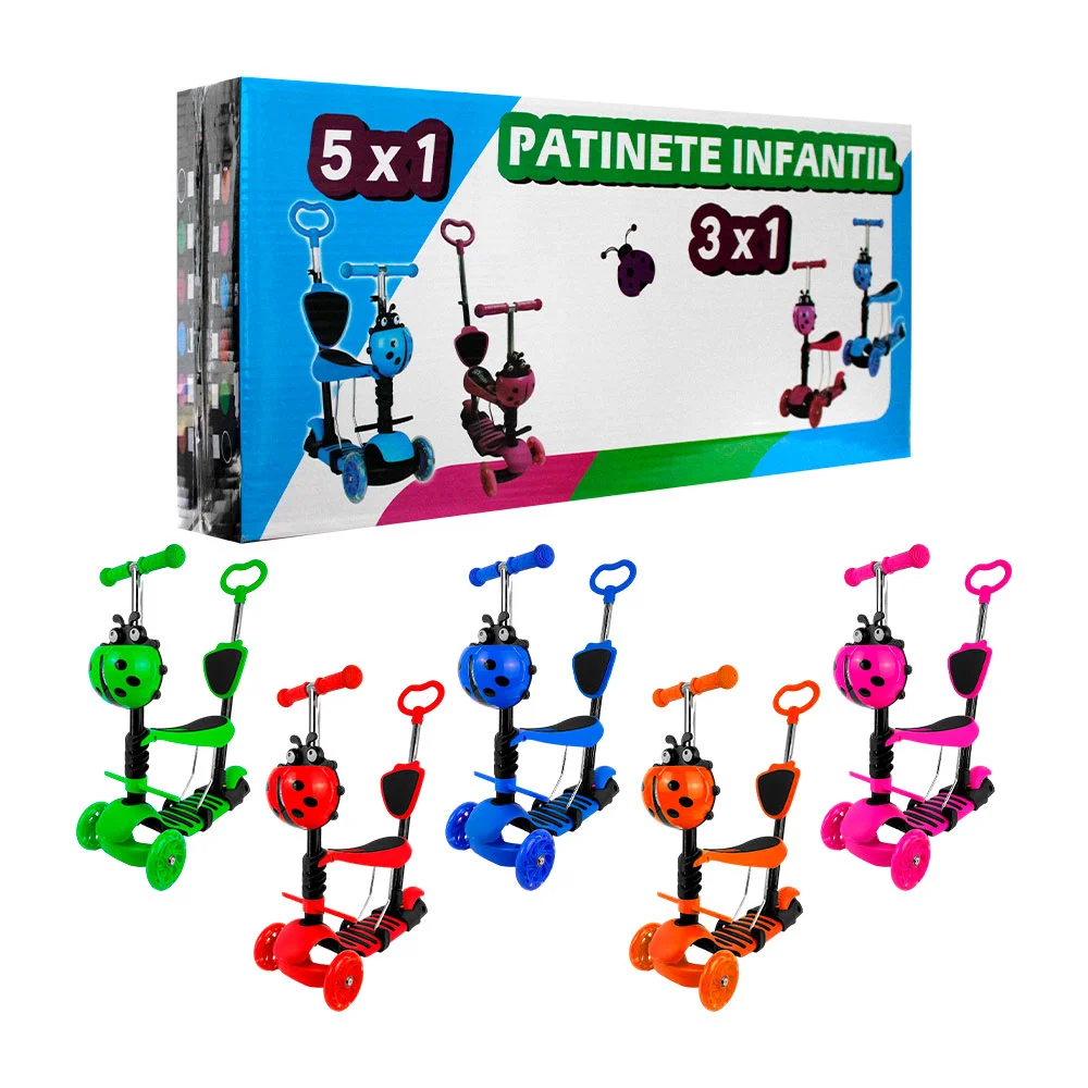 Patín infantil 3 en 1 con 3 ruedas diseño infantil de animalitos, var…