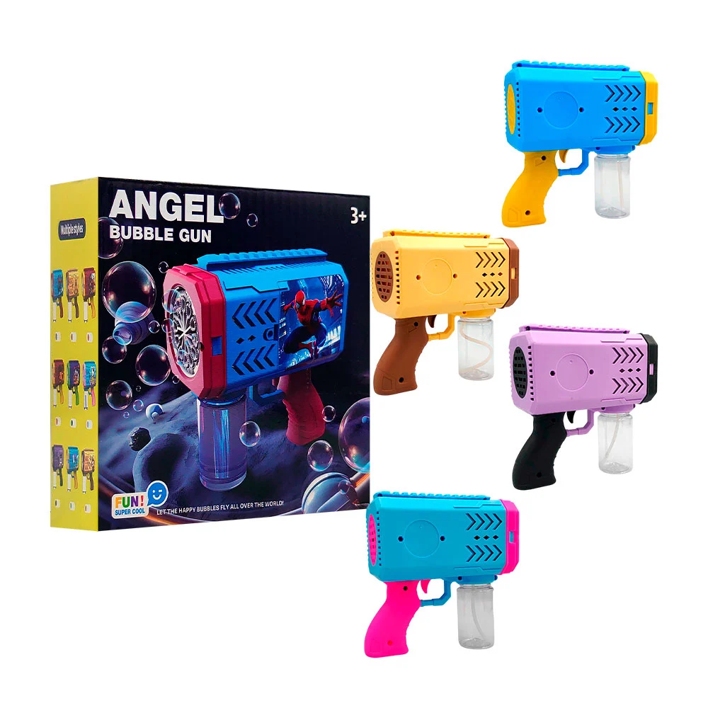 1pza Pistola de burbujas, plástica, con calcomanías de personajes ani…
