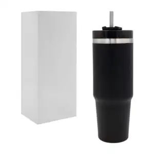 Botella termo de 25cm metálico con tapa, popote de plástico, variedad…