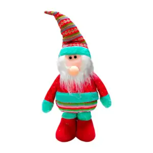 Adorno estirable mediano de santa claus afelpado en rojo con verde / …