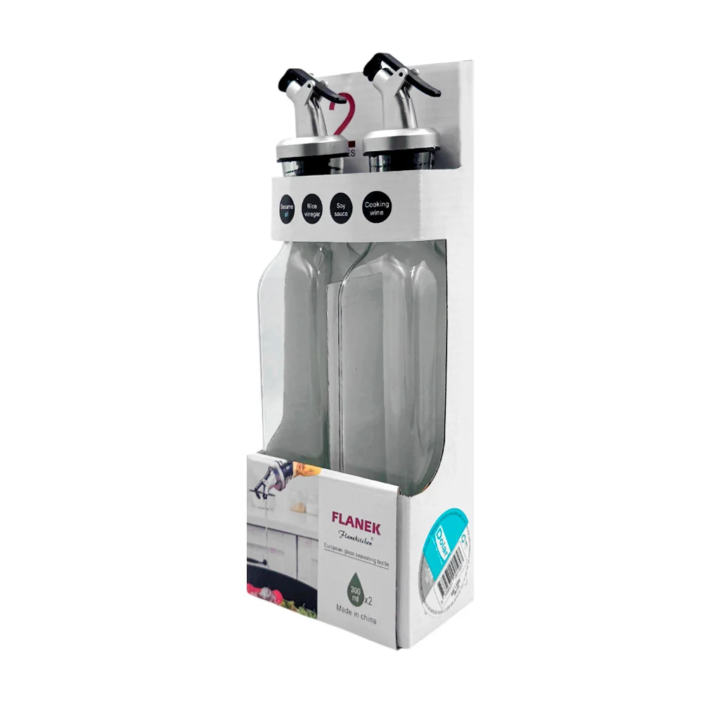 Par de aceiteras de vidrio con capacidad de 300ml cada una / m-100195