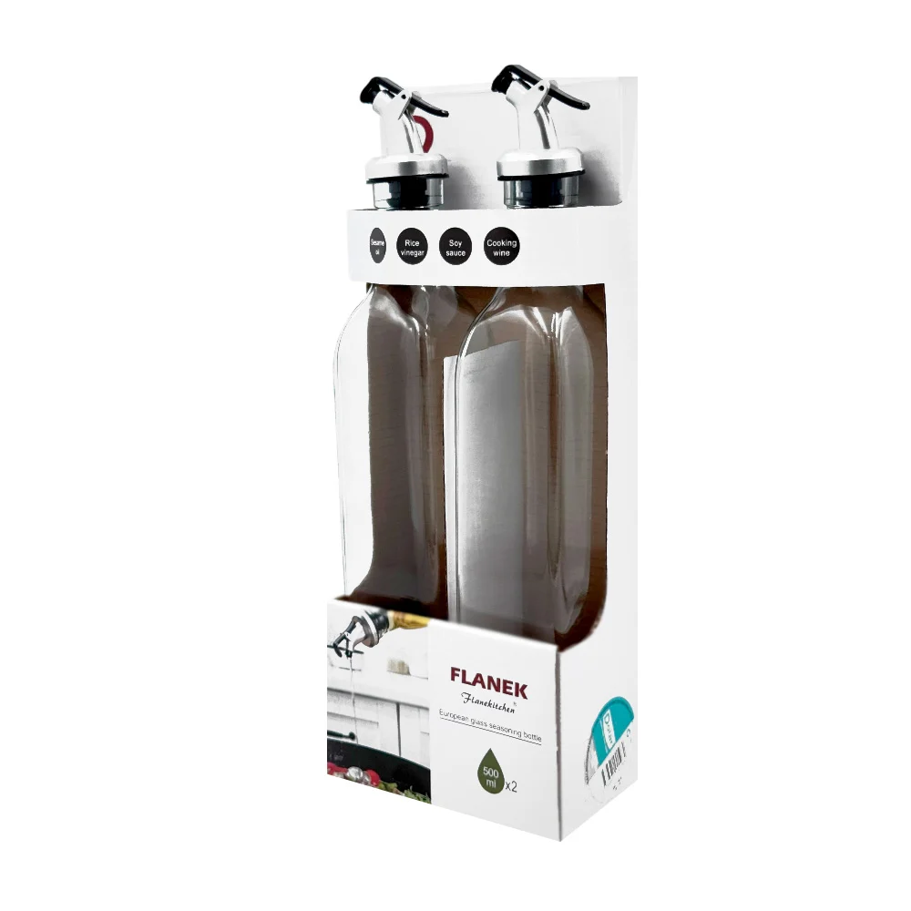 Par de aceiteras de vidrio con capacidad de 500ml cada una / m-100196