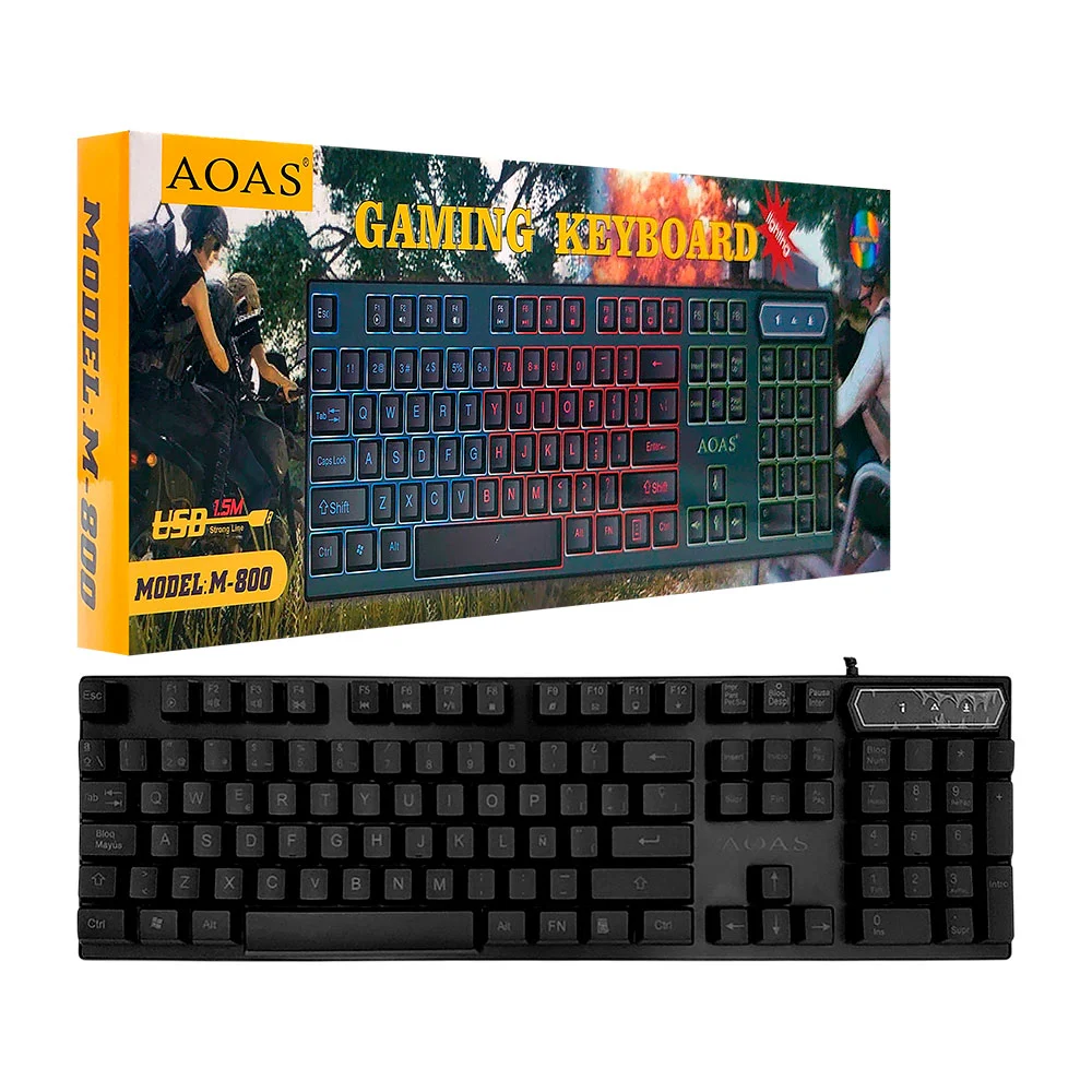 Teclado alámbrico gamer con luz rgb, mecanico y teclado numérico / m8…