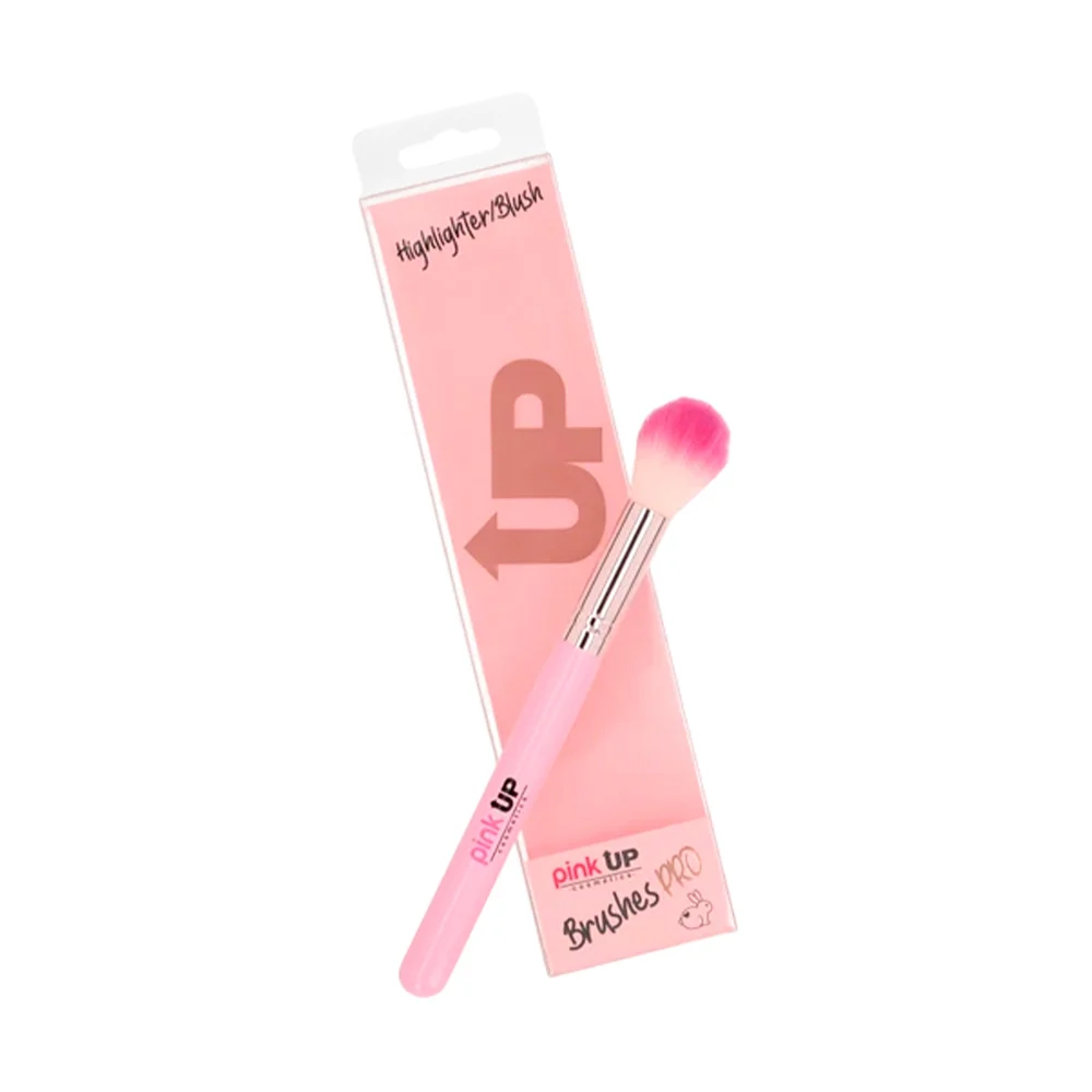 Brocha pink up de cerdas suaves para difuminar iluminador y rubor / p…