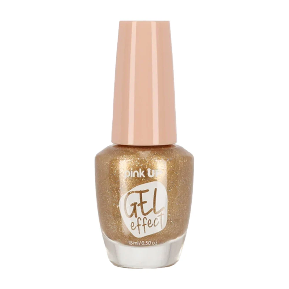 1pza Esmalte con efecto gel pink up para uñas en tono oro, 15ml / pkn…