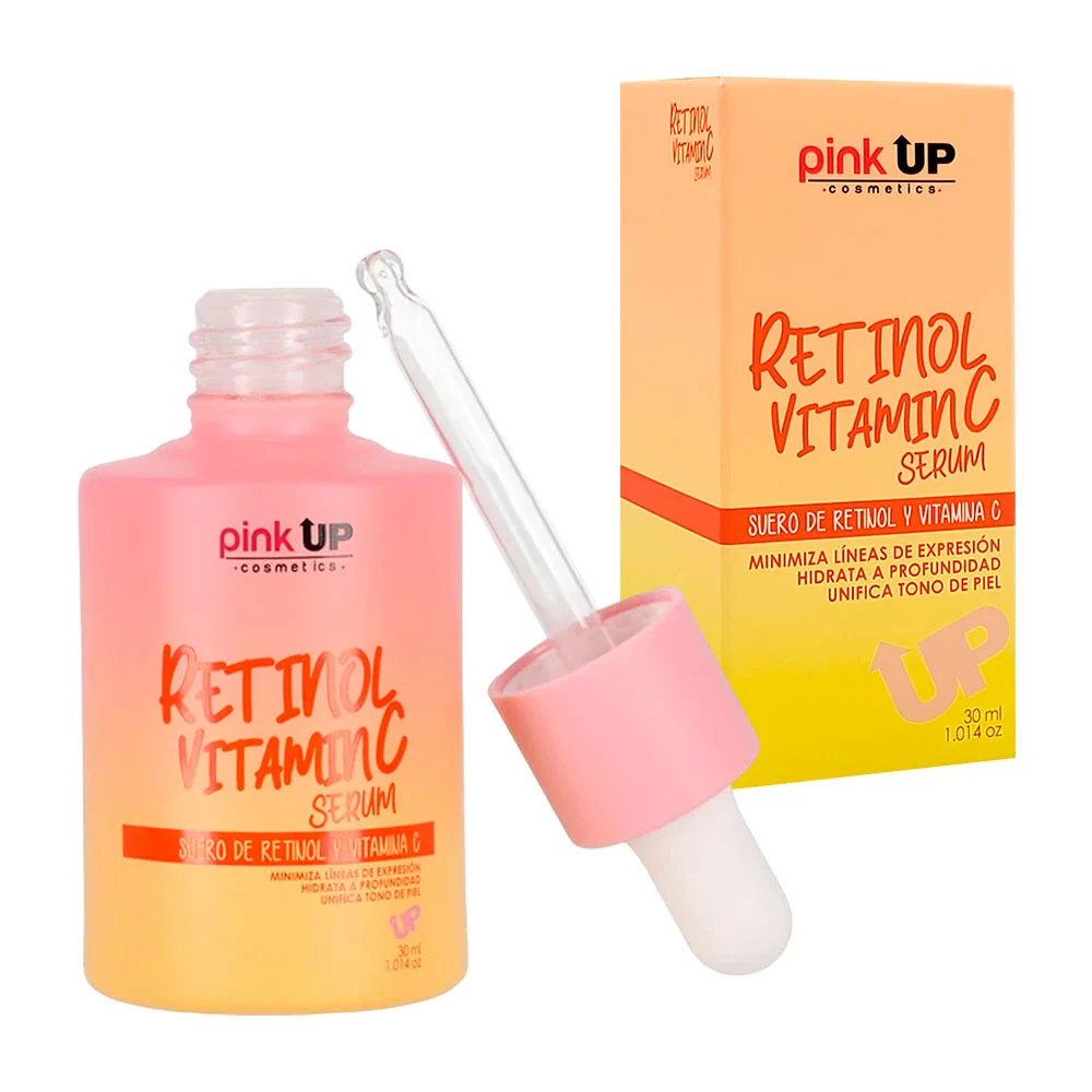 Suero facial pink up con retinol y vitamina c para el cuidado de la p…