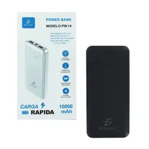 Power bank 10000mah + 2 puertos usb + linterna pw.14