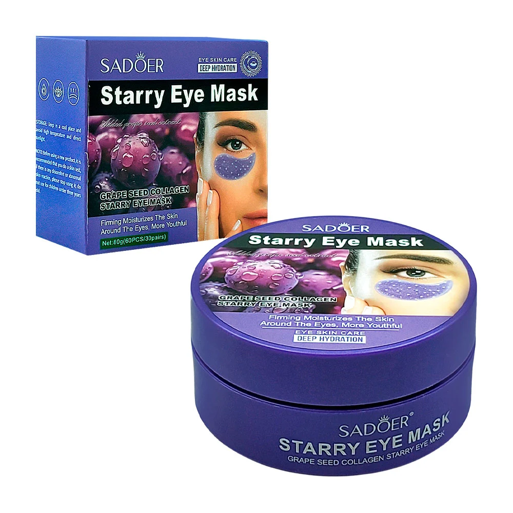30 pares de mascarillas sadoer para ojos con extracto de uvas y colág…