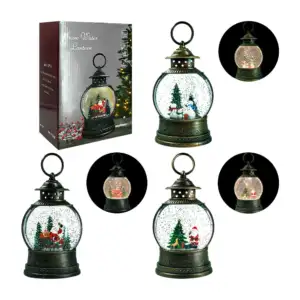 Adorno navideño musical vintage en forma de lámpara con figuras encap…
