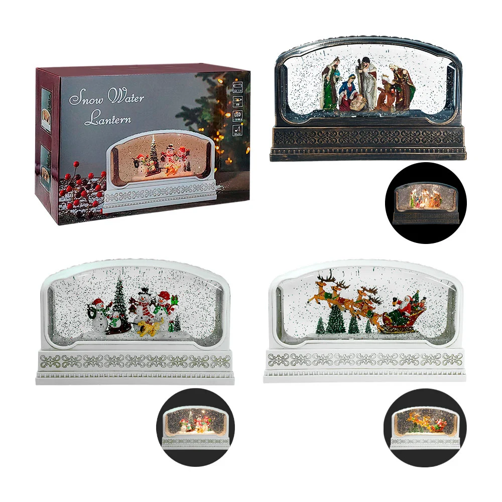Adorno musical navideño en forma de chimenea con figura encapsulada, …