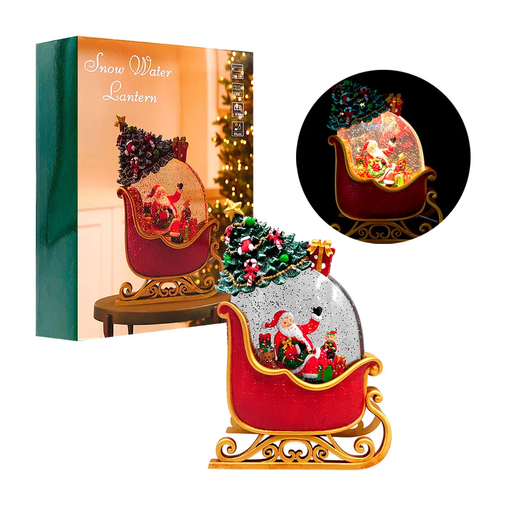 Adorno decorativo musical navideño en forma de trineo con figura enca…