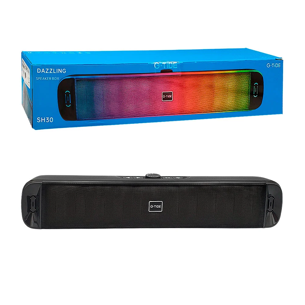 Bocina bluetooth g-tide portatil alargada con luz rgb, múltiples cone…