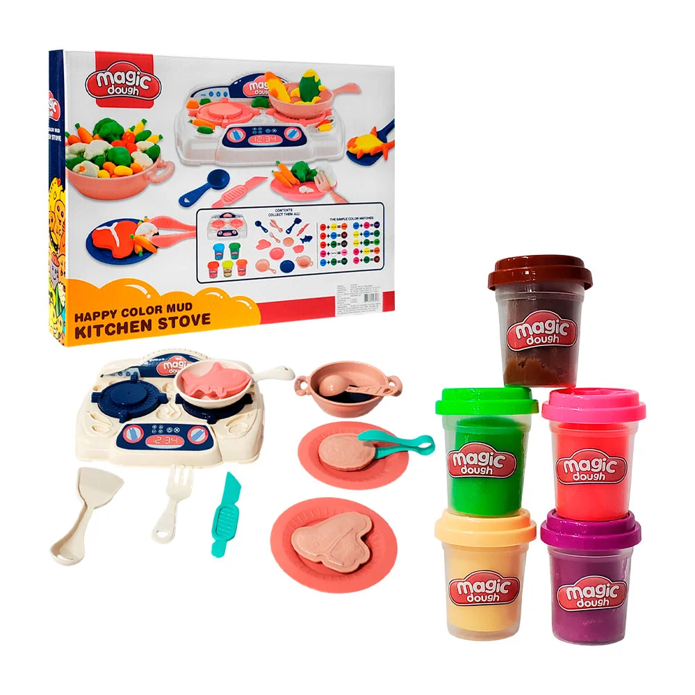 Set magic dough con temática de cocina y alimentos con 5 masitas mold…