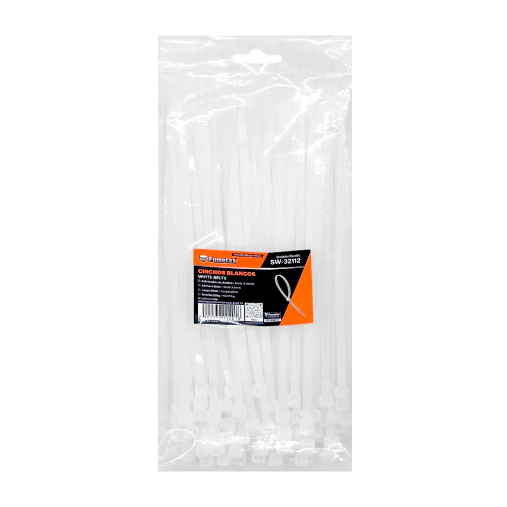 Paquete con 100 piezas de cinchos en color blanco fumetax con largo d…