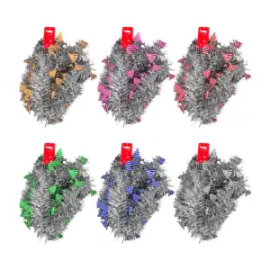 1pz tira de escarcha plateada con decoración de mini pinos con rayas,…
