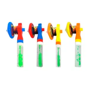 1pza Juguete / vara de burbujas con juguete de trompo, colores varios