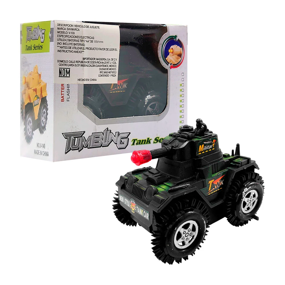 Tanque militar de juguete acrobático con ruedas de silicona y luces d…