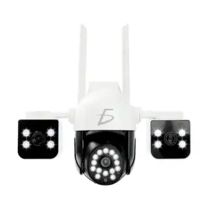 Cámara de seguridad con wifi, 3 lentes, luz y giro de 360 / web.79
