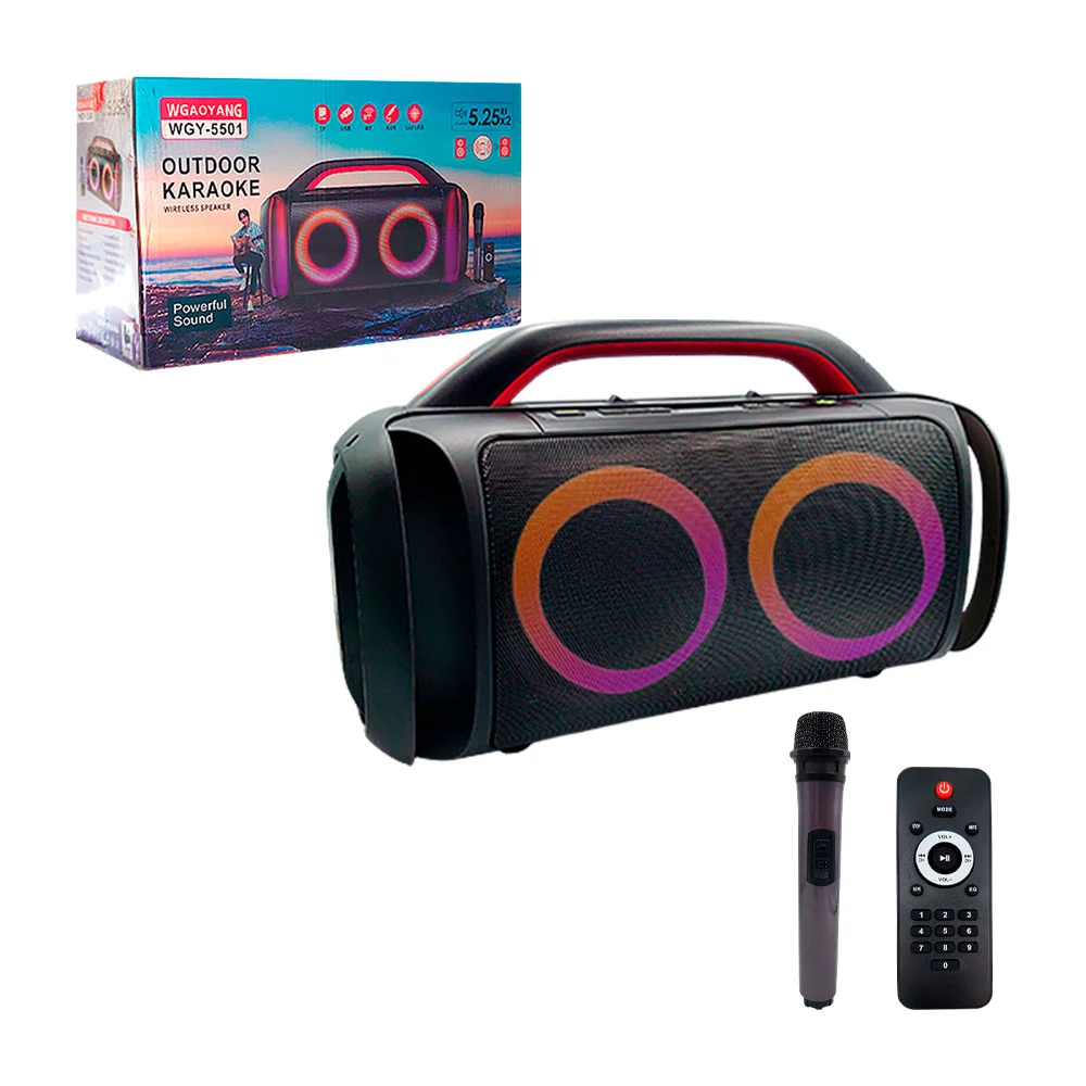 Bocina karaoke para exteriores 5.25in x2, luz rgb, portátil + accesor…