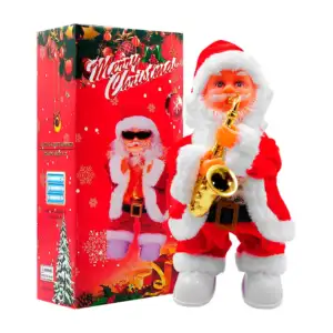 Figura decorativa de santa con saxofón con luz y sonido, 30cm / x-790