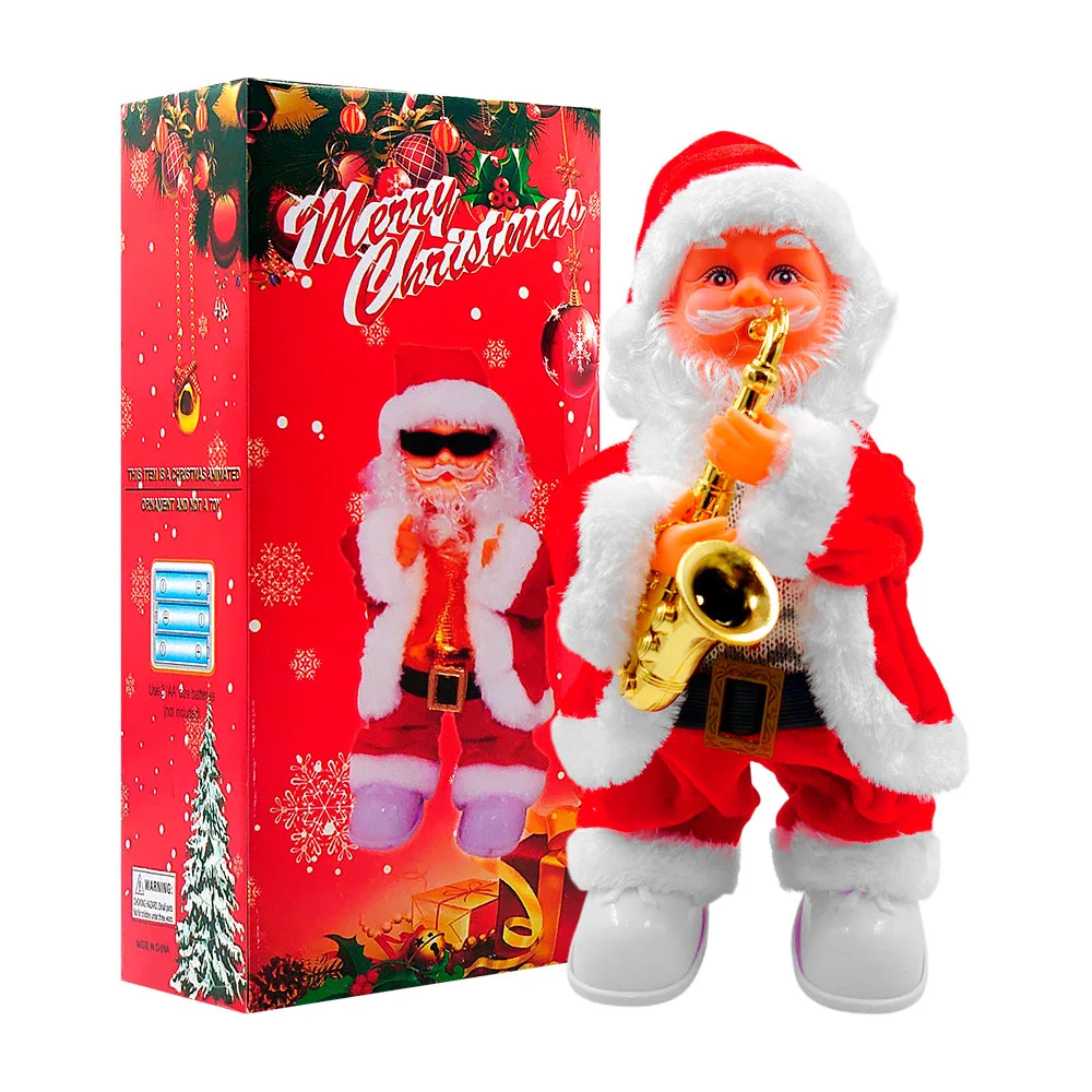 Figura decorativa de santa con saxofón con luz y sonido, 30cm / x-790