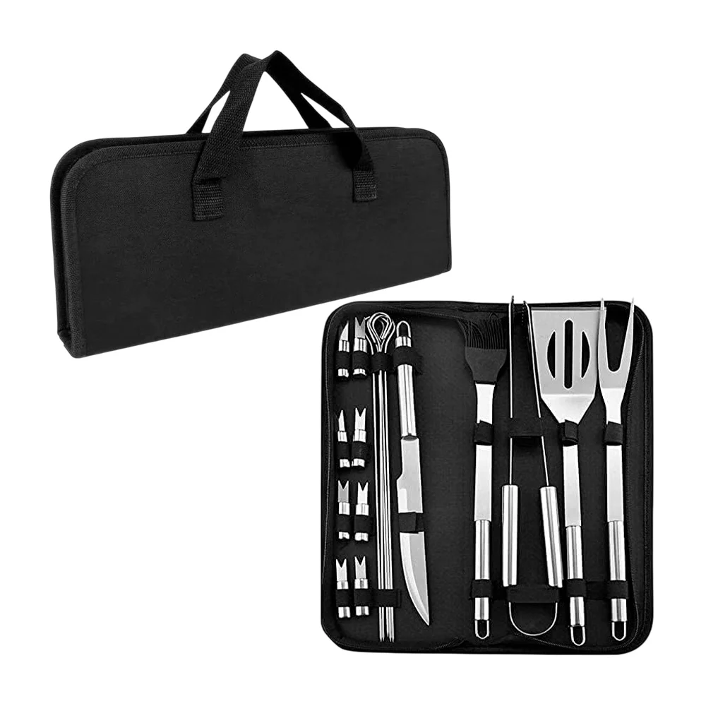 Estuche con 18 accesorios de acero inoxidable para chef en la parrill…