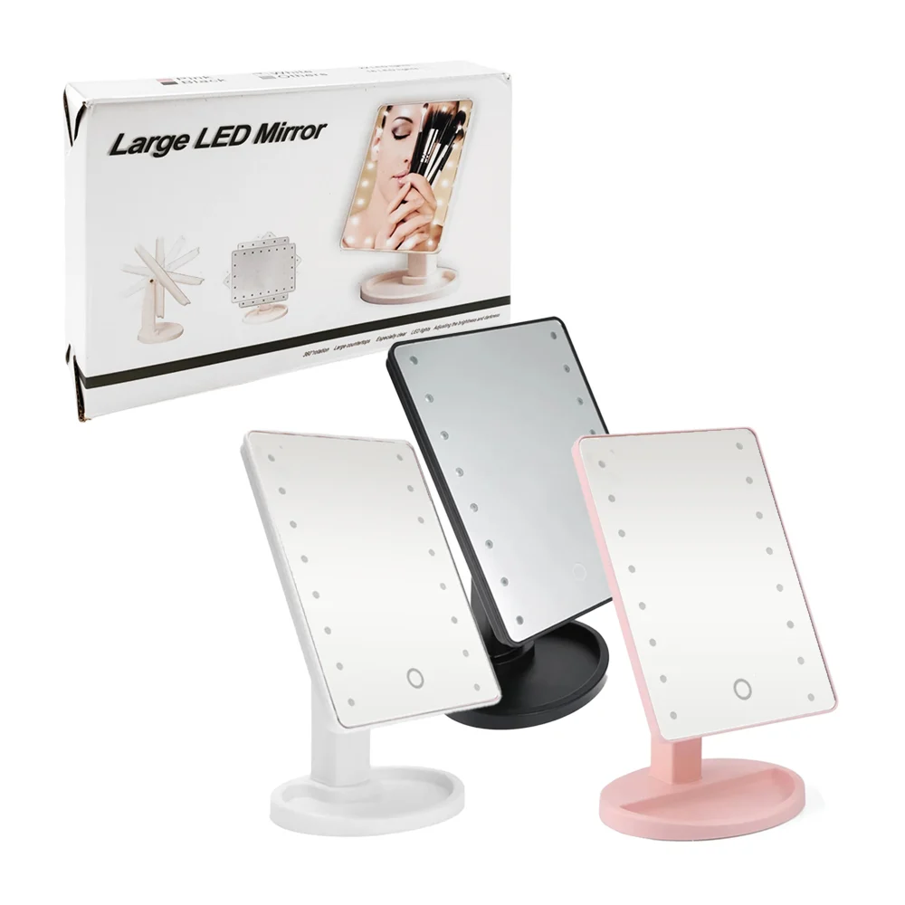 1pza Espejo para maquillaje led, rectangular, con botón táctil, color…