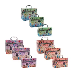 Kit de 3 cosmetiqueras tipo vinil con estampado parisino, variedad de…