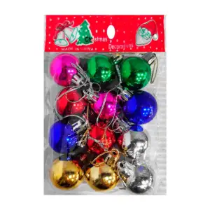 Paquete con 12 mini esferas navideñas de 3cm, variedad de colores / y…
