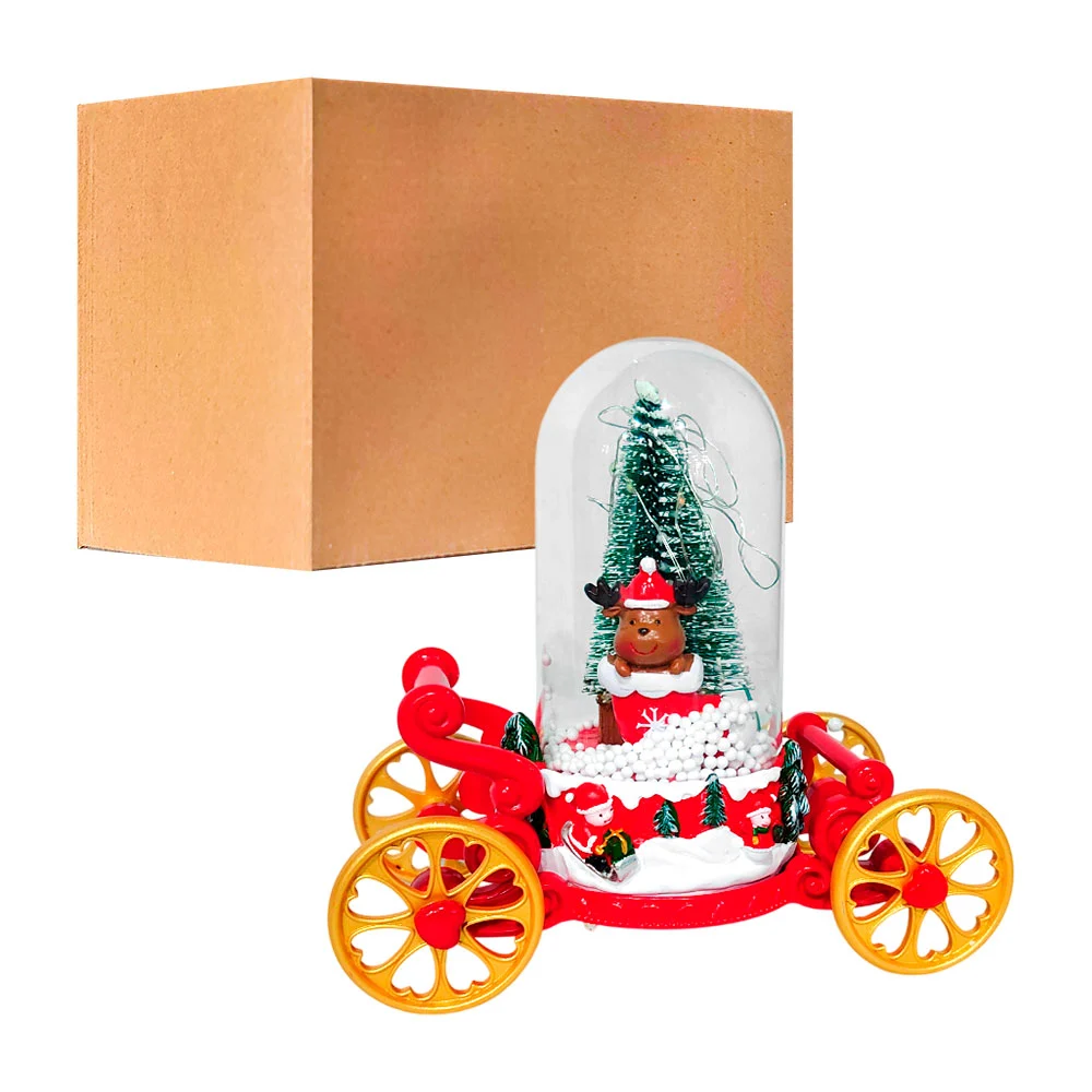 Figura decorativa led en forma de carruaje con reno y mini árbol de n…