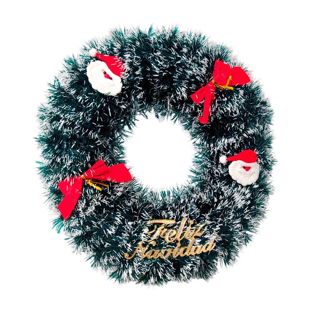 Corona navideña de 38cm con escarcha y figuras para decorar la puerta…