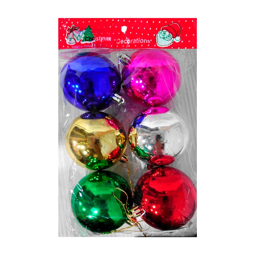 Paquete con 6 esferas decorativas navideñas en colores metálicos refl…