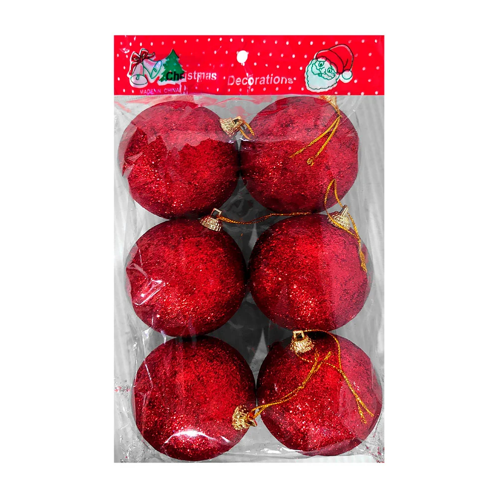 Paquete con 6 esferas decorativas navideñas con textura tipo diamanti…