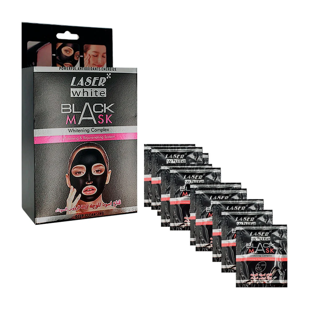 Caja con 10 mascarillas negras con carbon activado para eliminar punt…