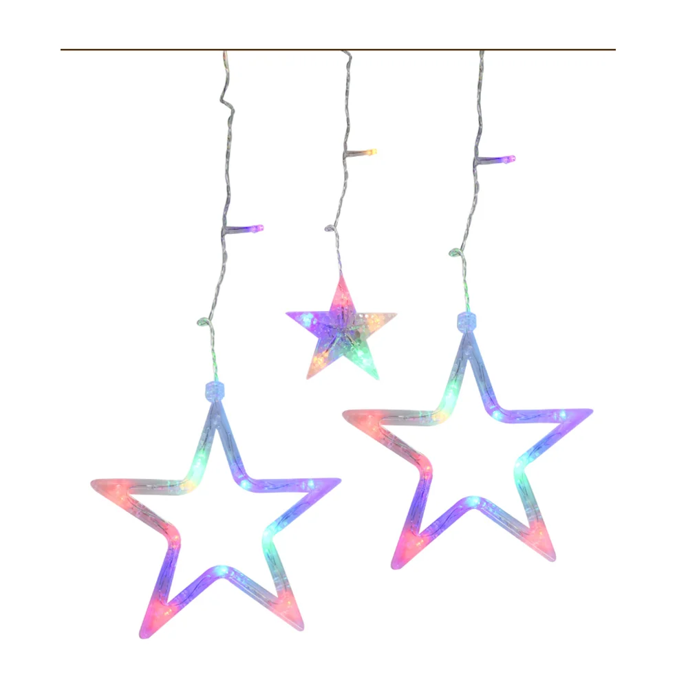 Serie en cascada led decorativa con figuras de estrellas multicolores…
