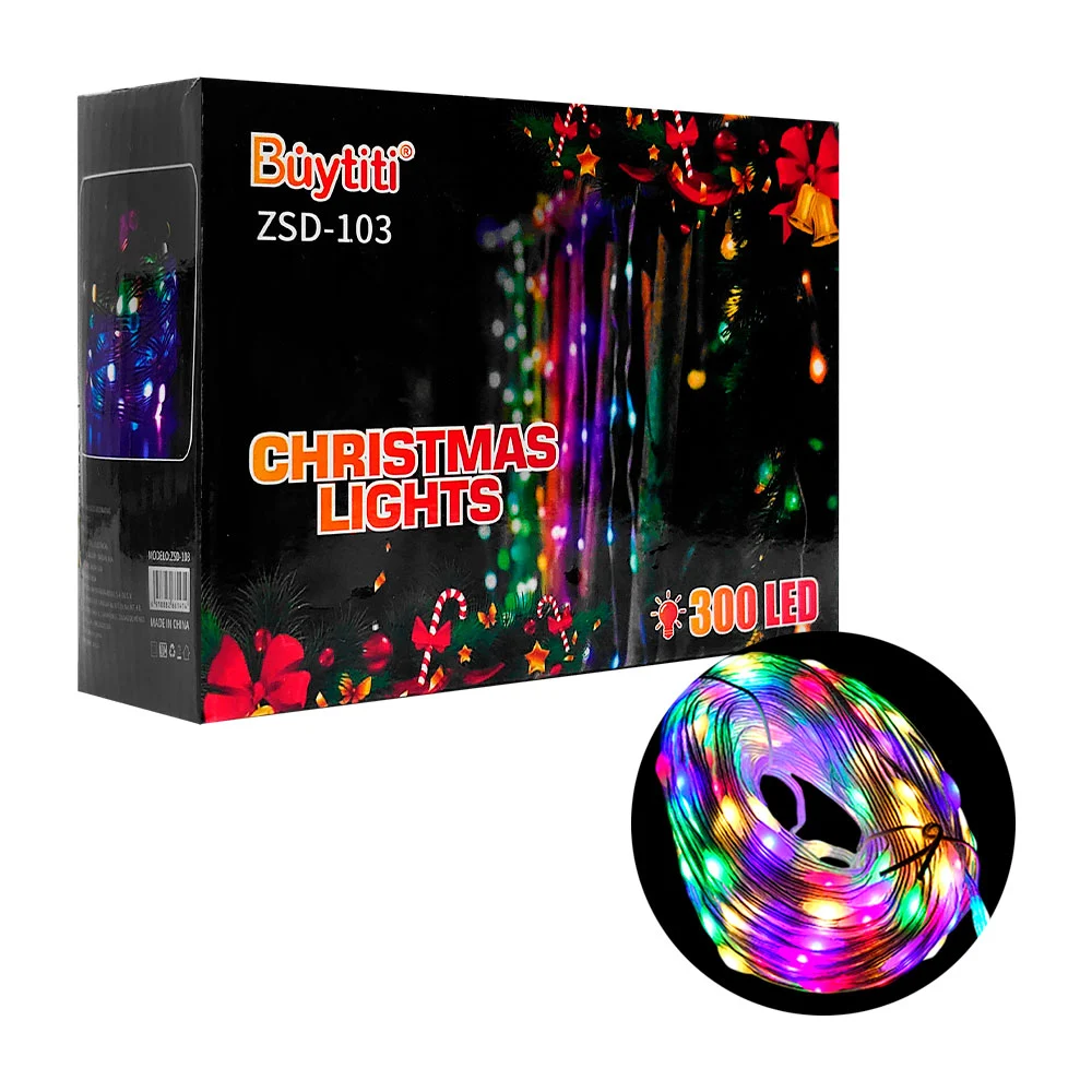 Serie de luces navideñas multicolor 300 led con cable transparente / …