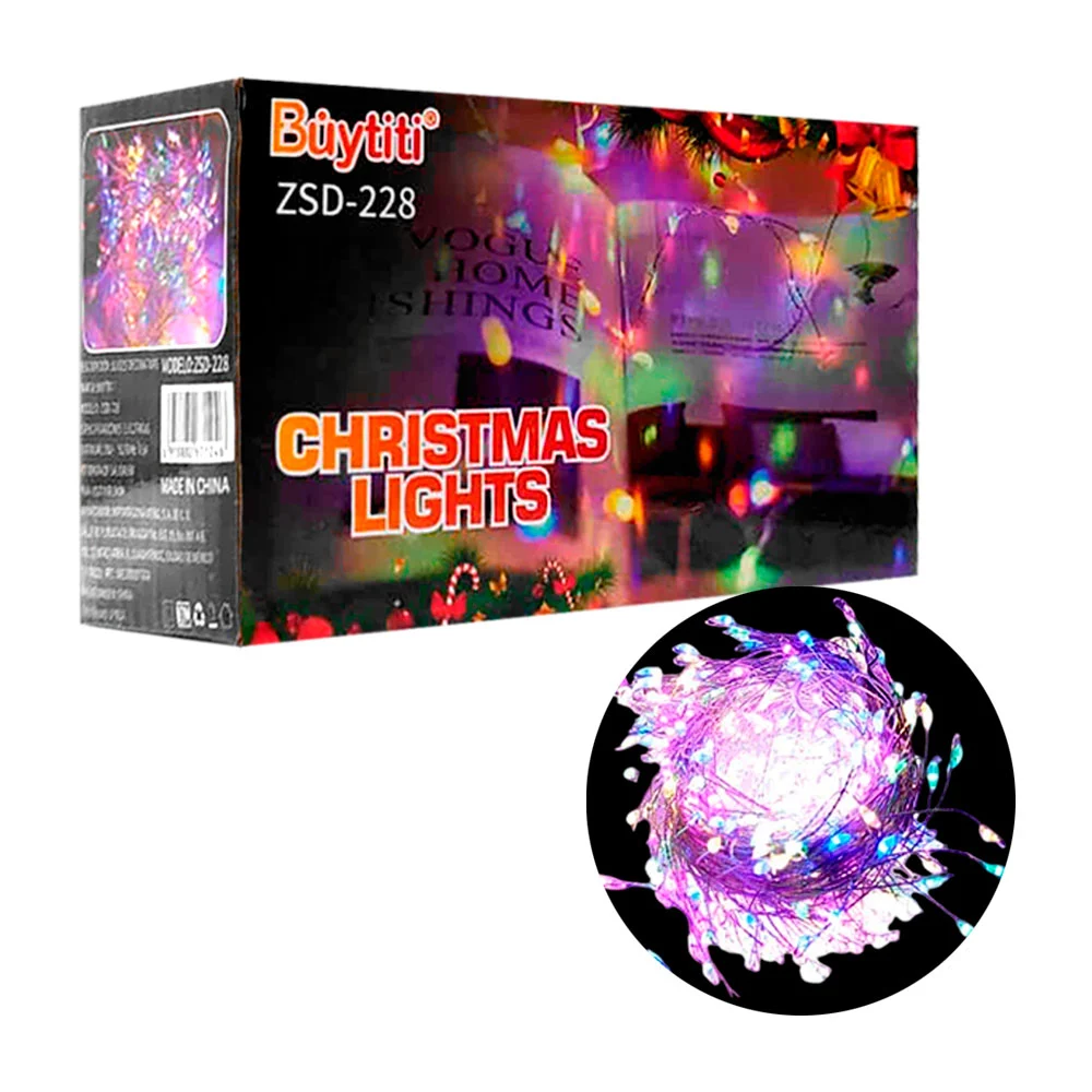 Serie de luces navideñas metálicas con mini leds en forma de ramitas,…