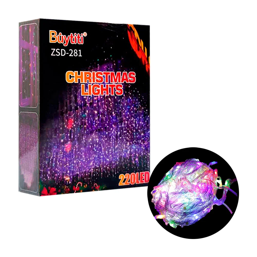 Serie de luces navideñas multicolor, 220led forma de cascada cable tr…