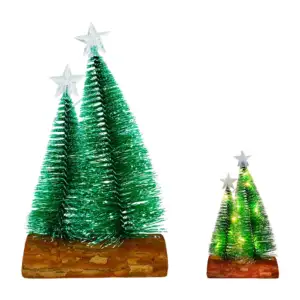 Adorno decorativo navideño de 2 pinos con estrella, luz led y base de…