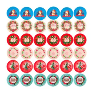 Paquete de 6 manteles redondos con estampado decorativo navideño, mod…