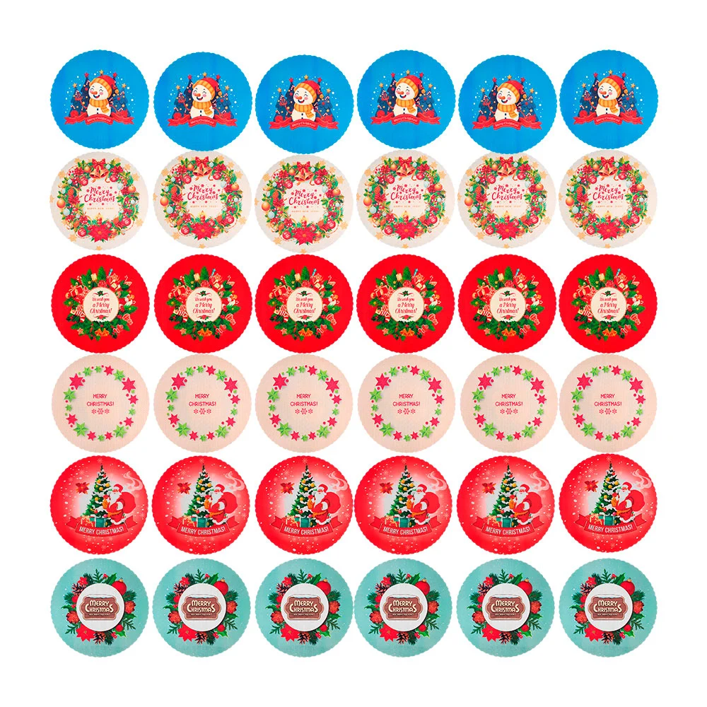Paquete de 6 manteles redondos con estampado decorativo navideño, mod…