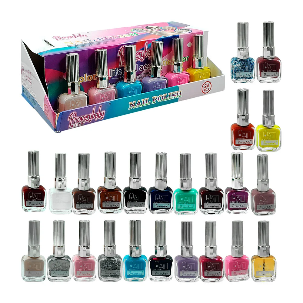 1pza Esmalte para uñas proverybaby con efecto gel 3en1 de 15ml, varie…
